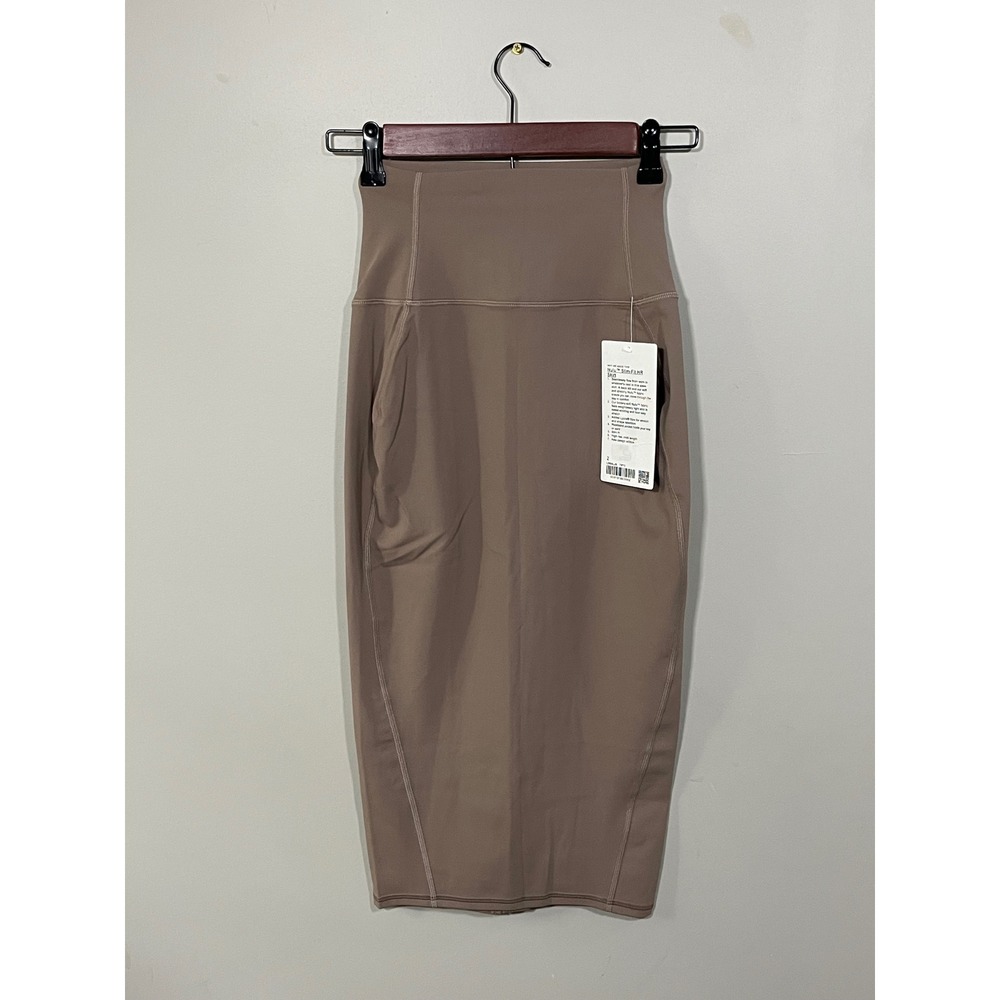 NWT Lululemon Nulu Slim-Fit HR Skirt Womens 2 Taupe Midi High Rise LW8ALJS